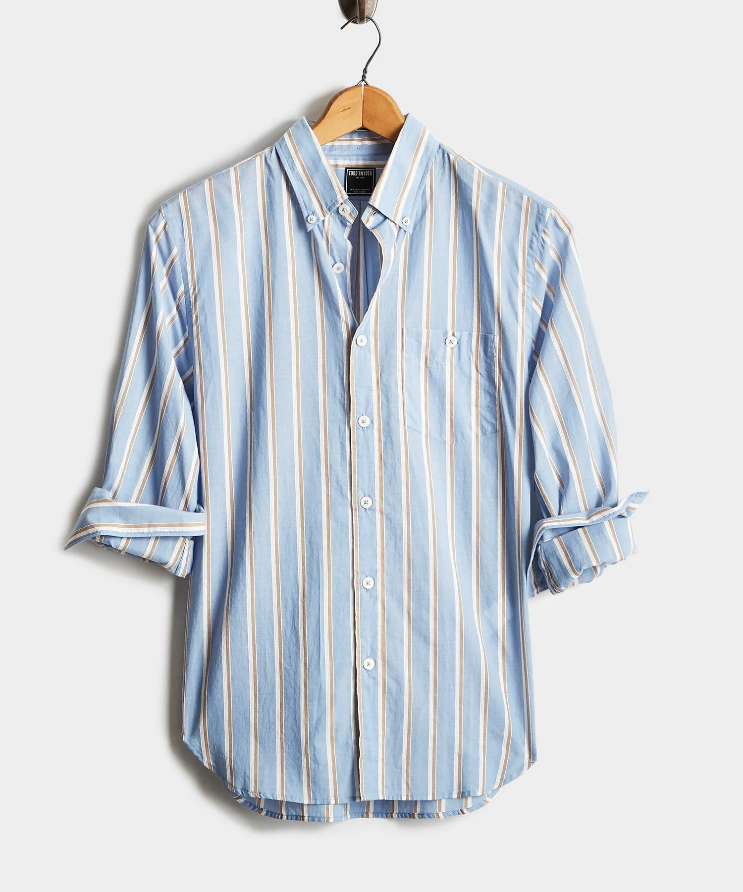 Blue Stripe Button Down Collar Long Sleeve Shirt