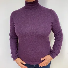 Blueberry Purple Cashmere Polo Neck Jumper Large