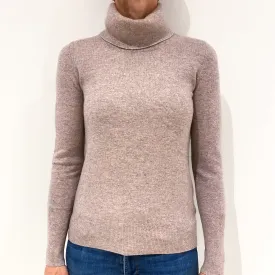 Blush Grey Marl Cashmere Polo Neck Jumper Small