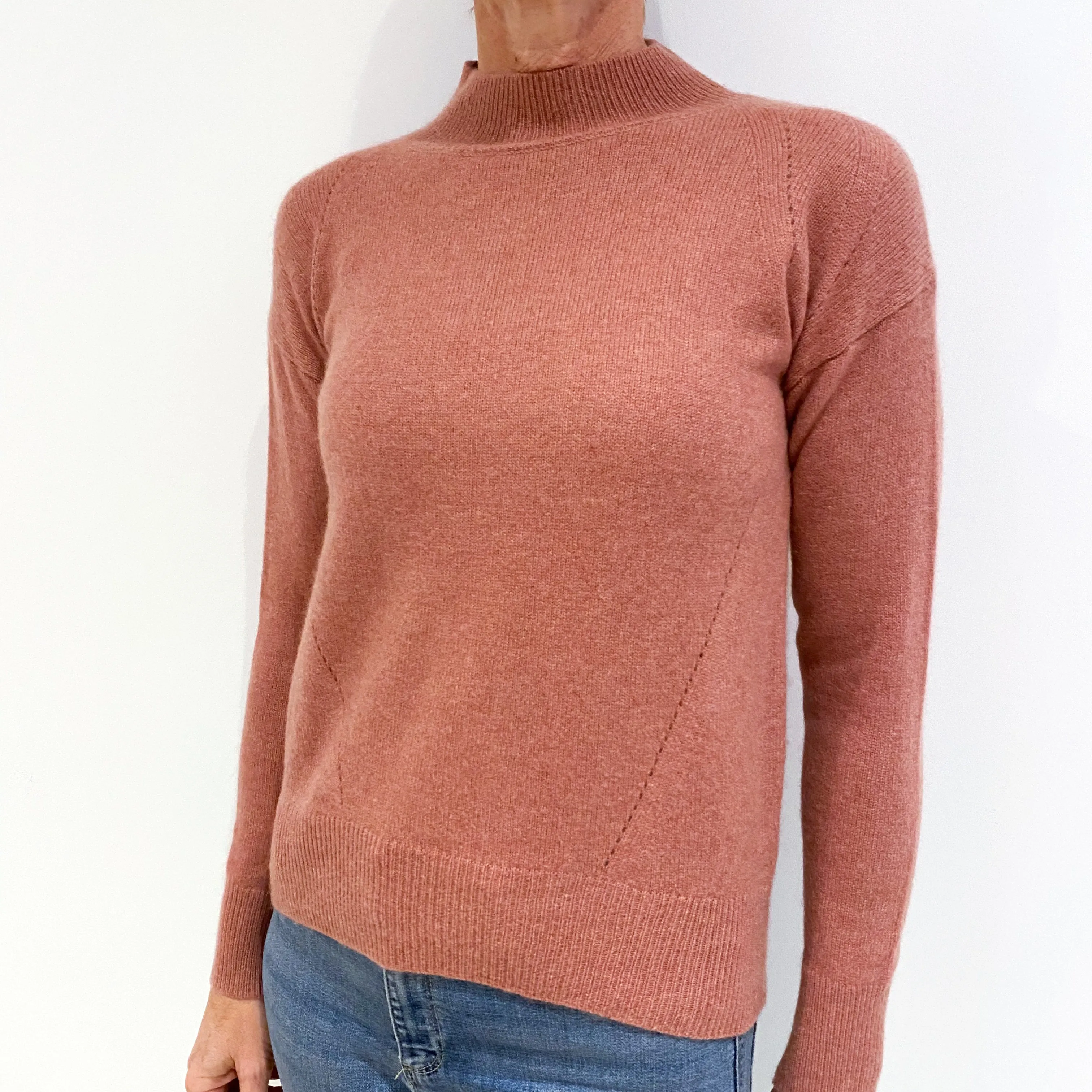 Blush Pink Cashmere Turtle Neck Jumper Small