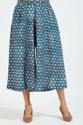 box pleated culotte - blue red butti