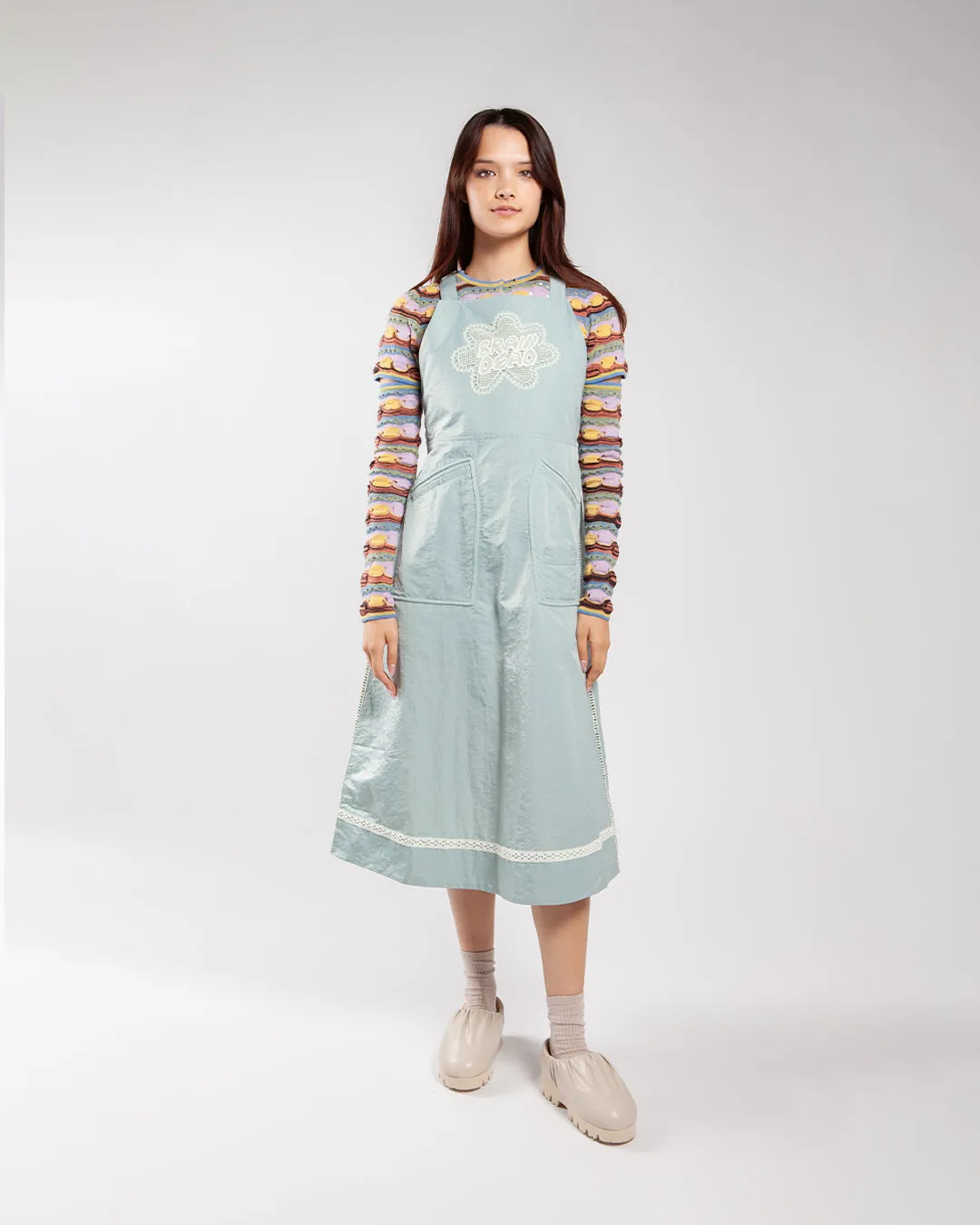 Brain Dead Doily Apron Utility Dress Seafoam