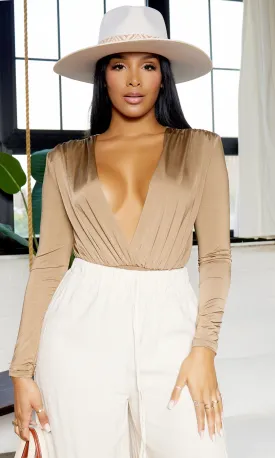 Brooke | Deep V Bodysuit - Mocha