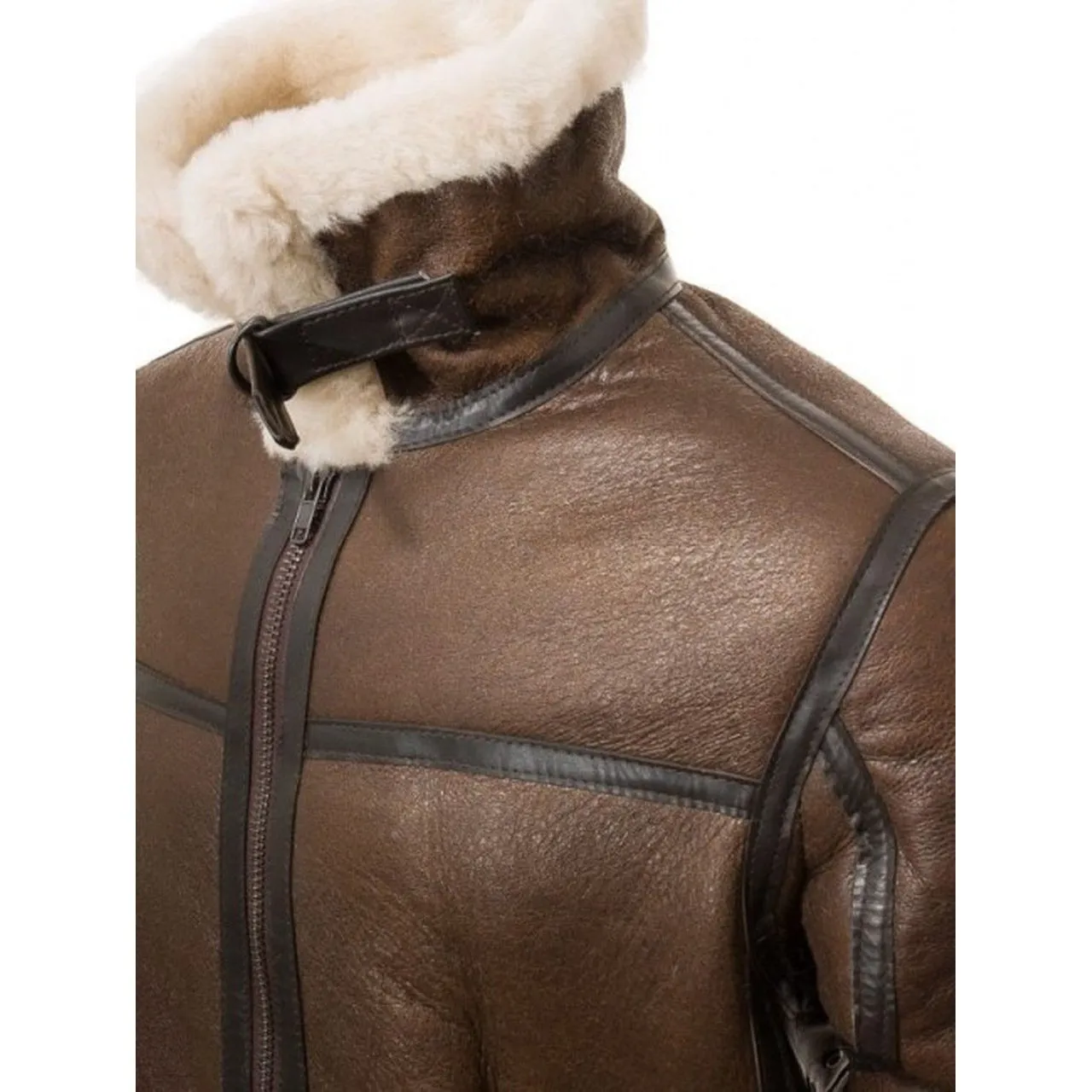 Brown Shearling Leather Jacket For Men