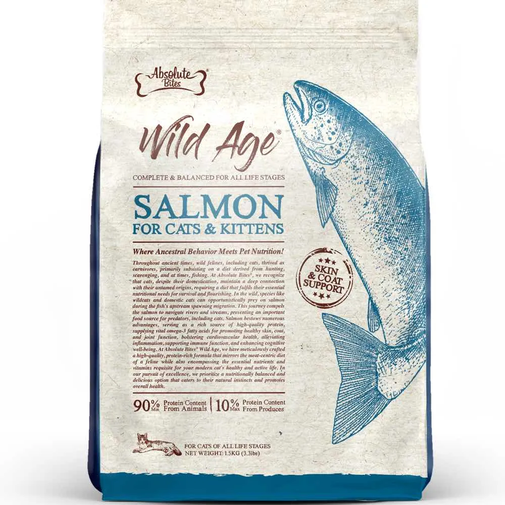 'BUNDLE DEAL/FREE TREAT': Absolute Bites Wild Age Salmon Dry Cat Food