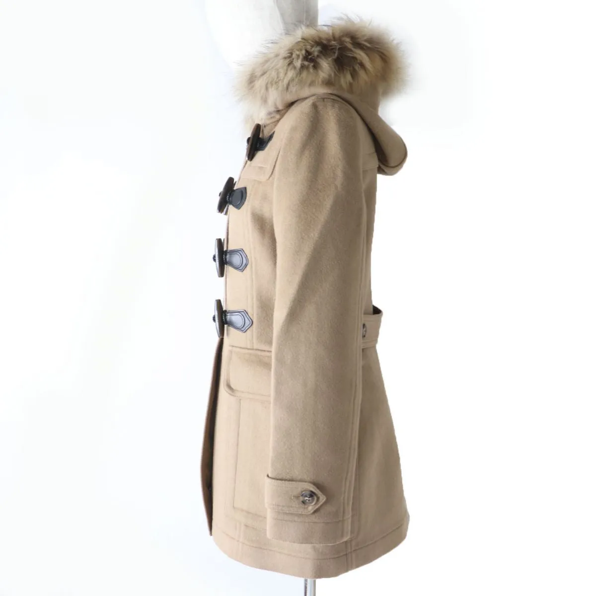 Burberry Brit Fur Hood Duffle Coat Brown