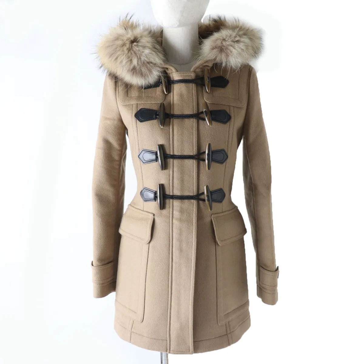 Burberry Brit Fur Hood Duffle Coat Brown