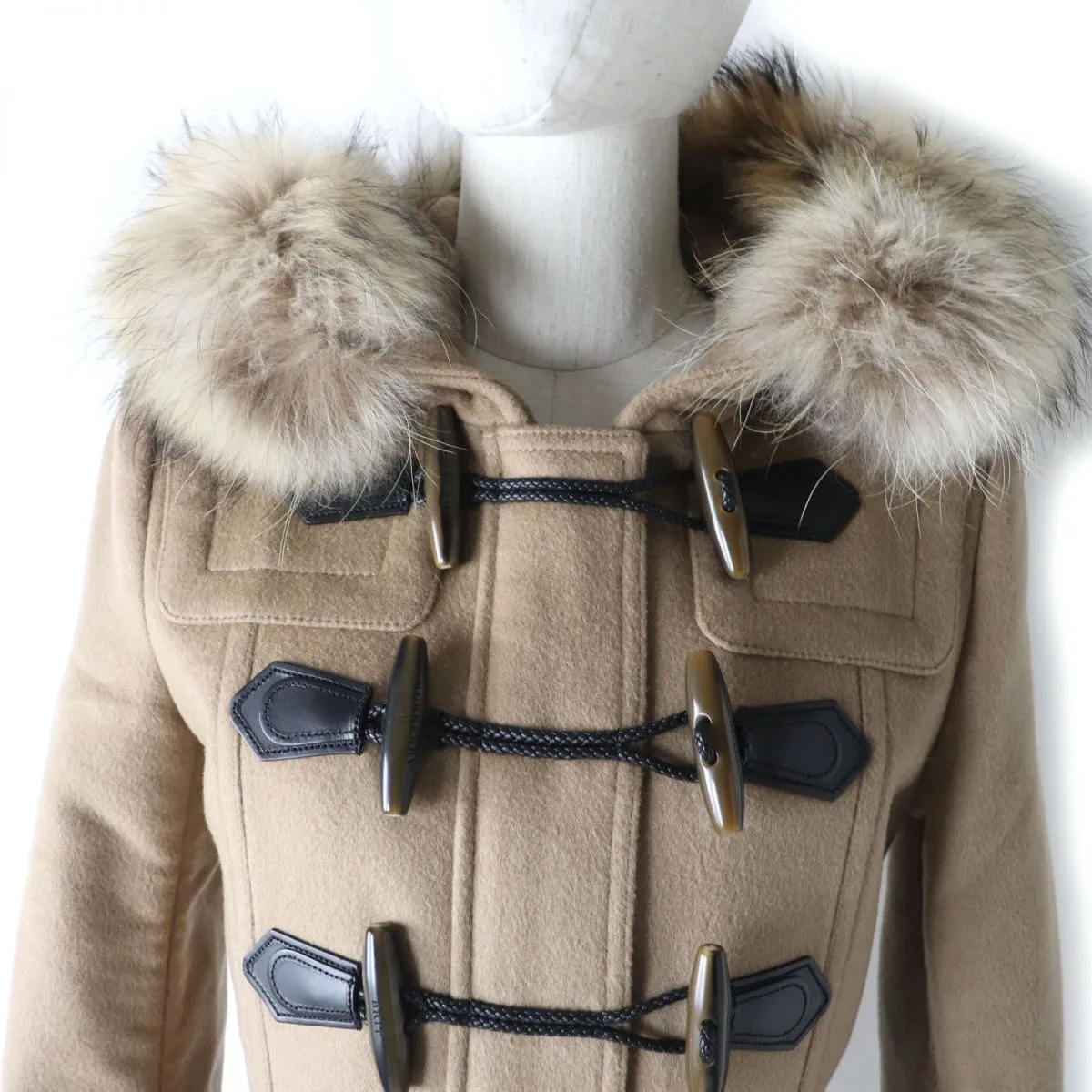 Burberry Brit Fur Hood Duffle Coat Brown