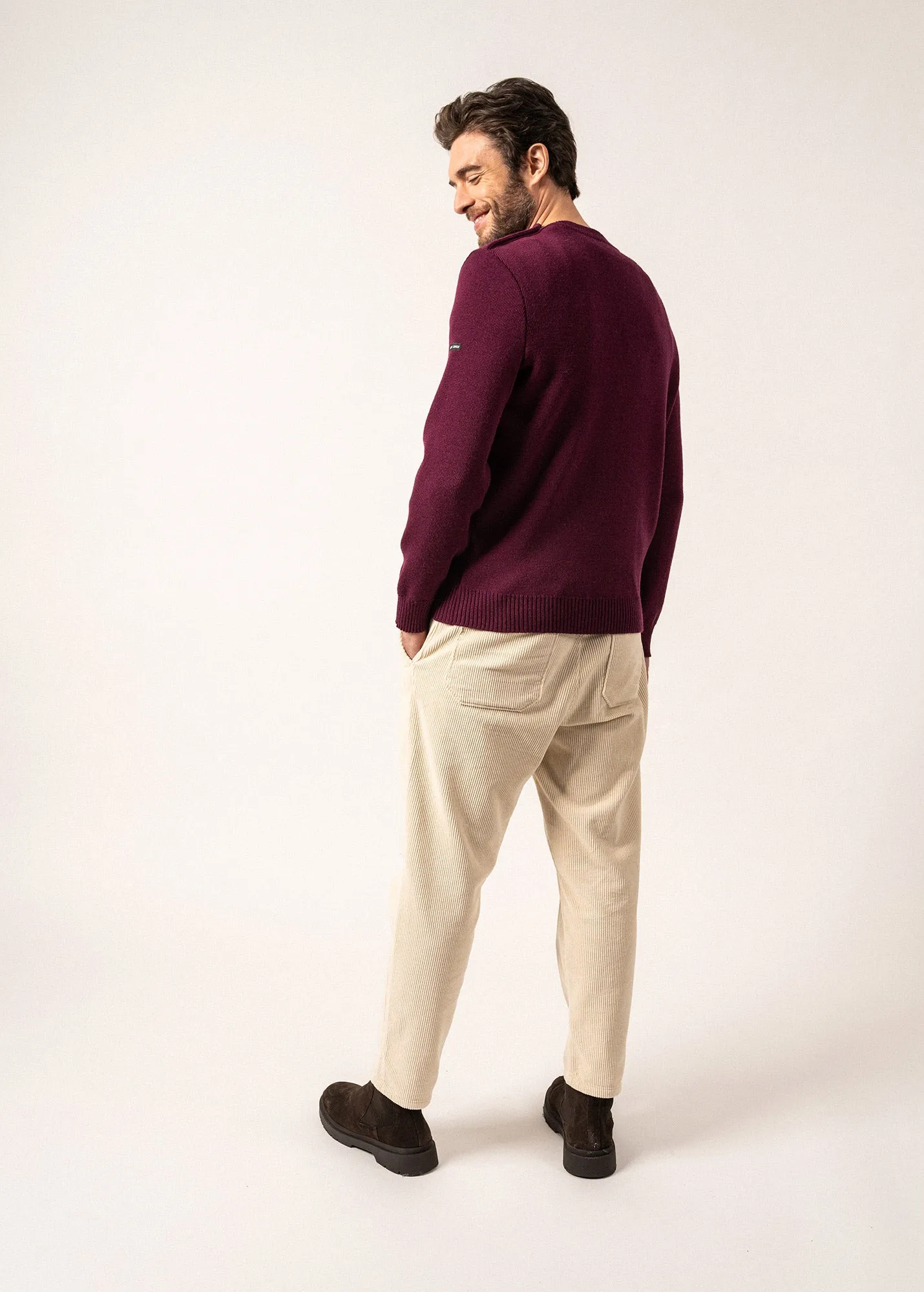 Cancale sailor jumper - regular fit, in pure new wool (PRUNE)