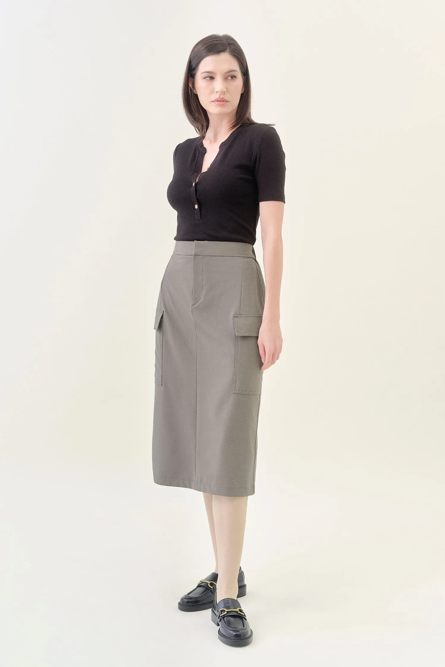 Cargo Midi Column Skirt - Sencha