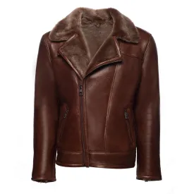 Carters Mateo Brown Biker bomber shearling jacket with lapels