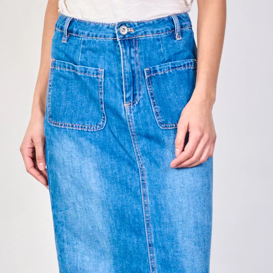 Casual midi-length denim skirt wholesale