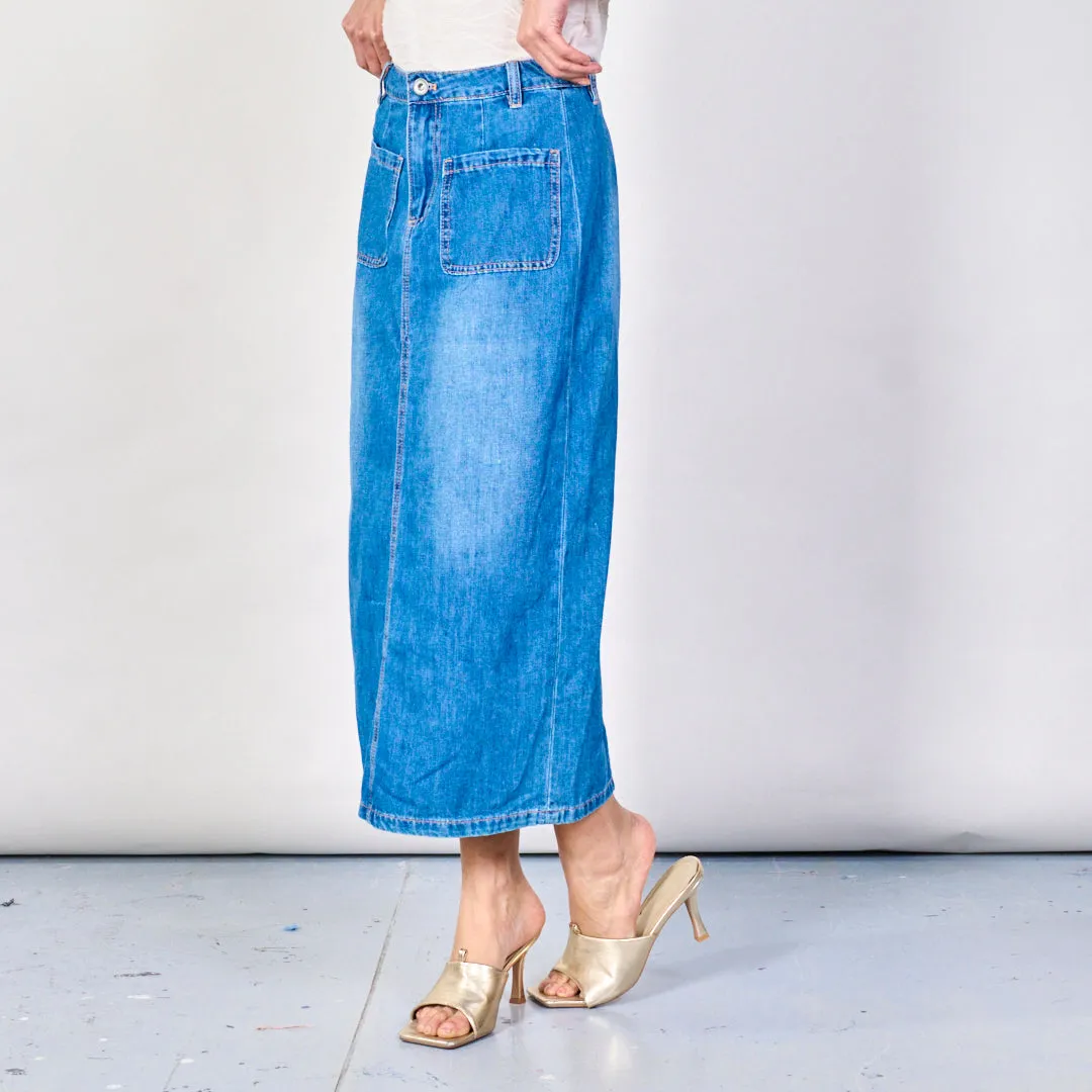 Casual midi-length denim skirt wholesale