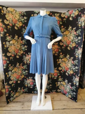 CC41 Sky blue pleated wool dress