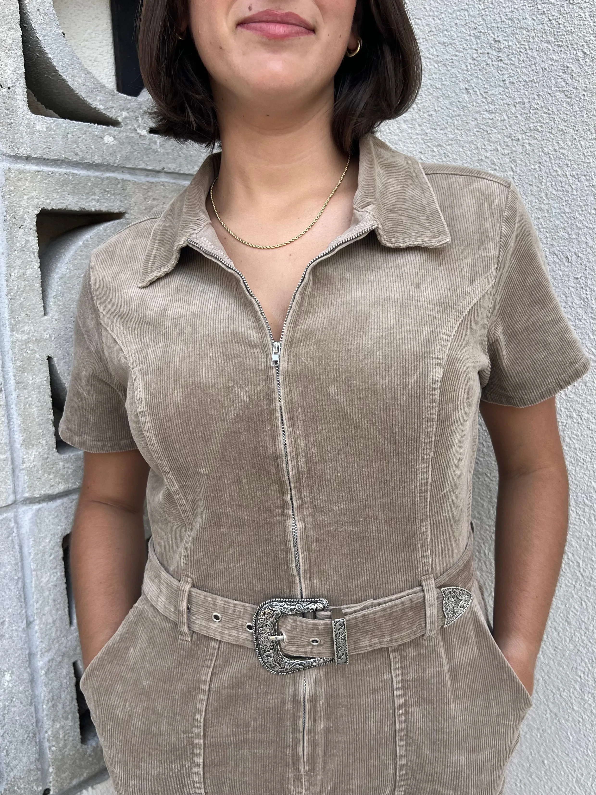 CELESTE UTILITY DRESS IN MOCHA