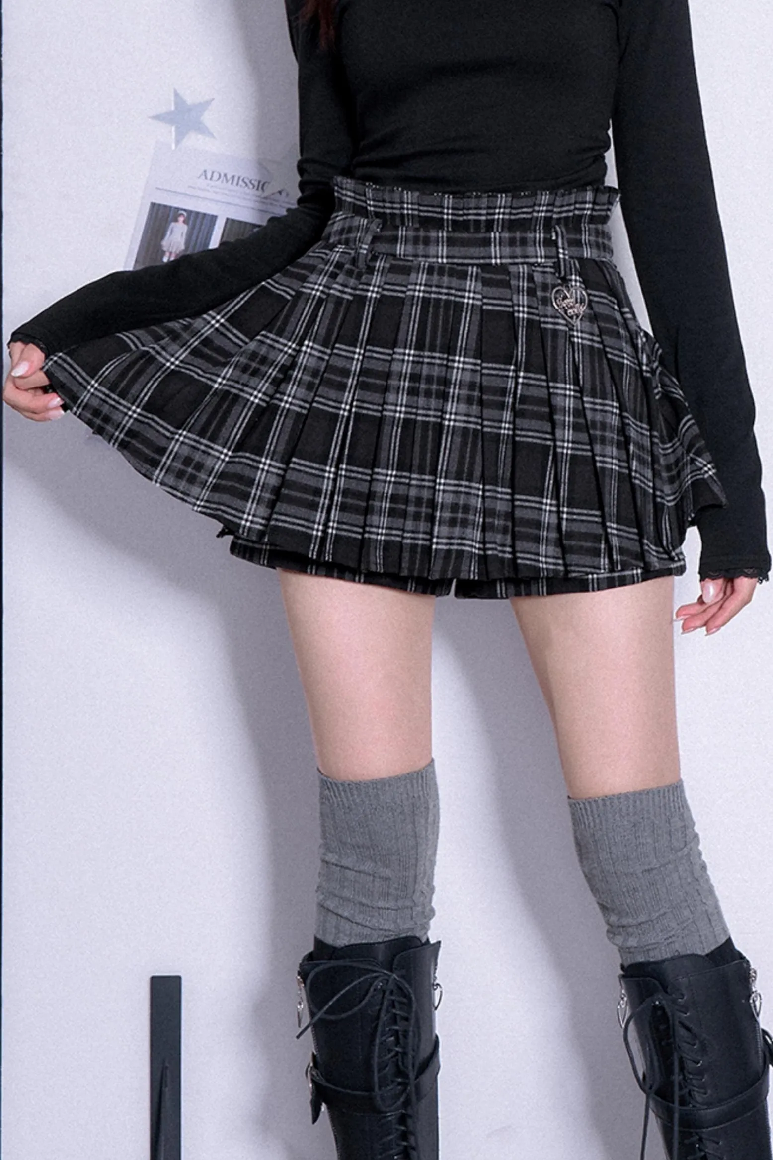 Checkered Culottes Skirt