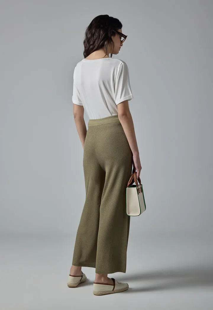 Choice Lurex Straight Wide Leg Knitted Culottes Taupe