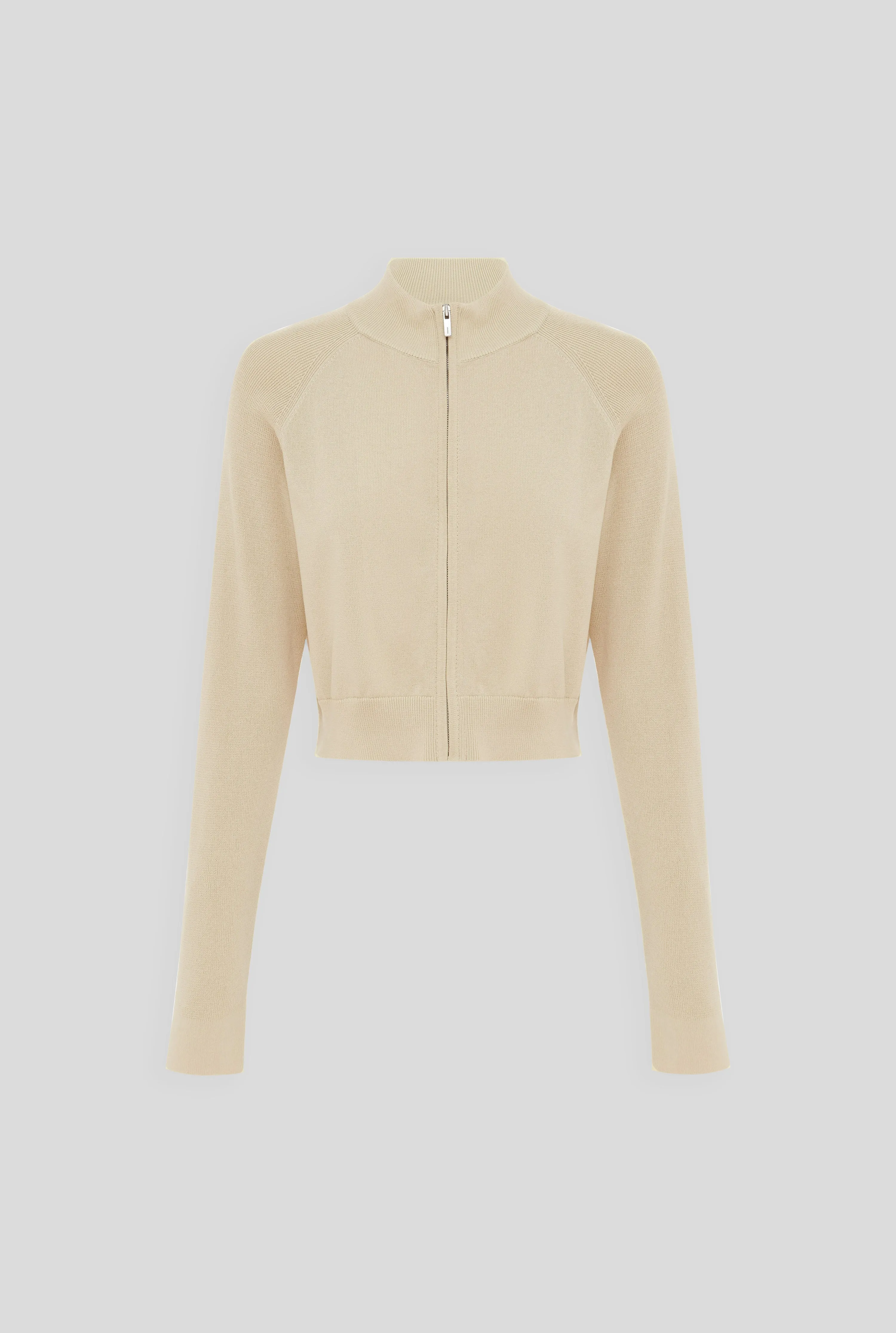 Cotton Cropped Zip Up Jacket - Pale Straw