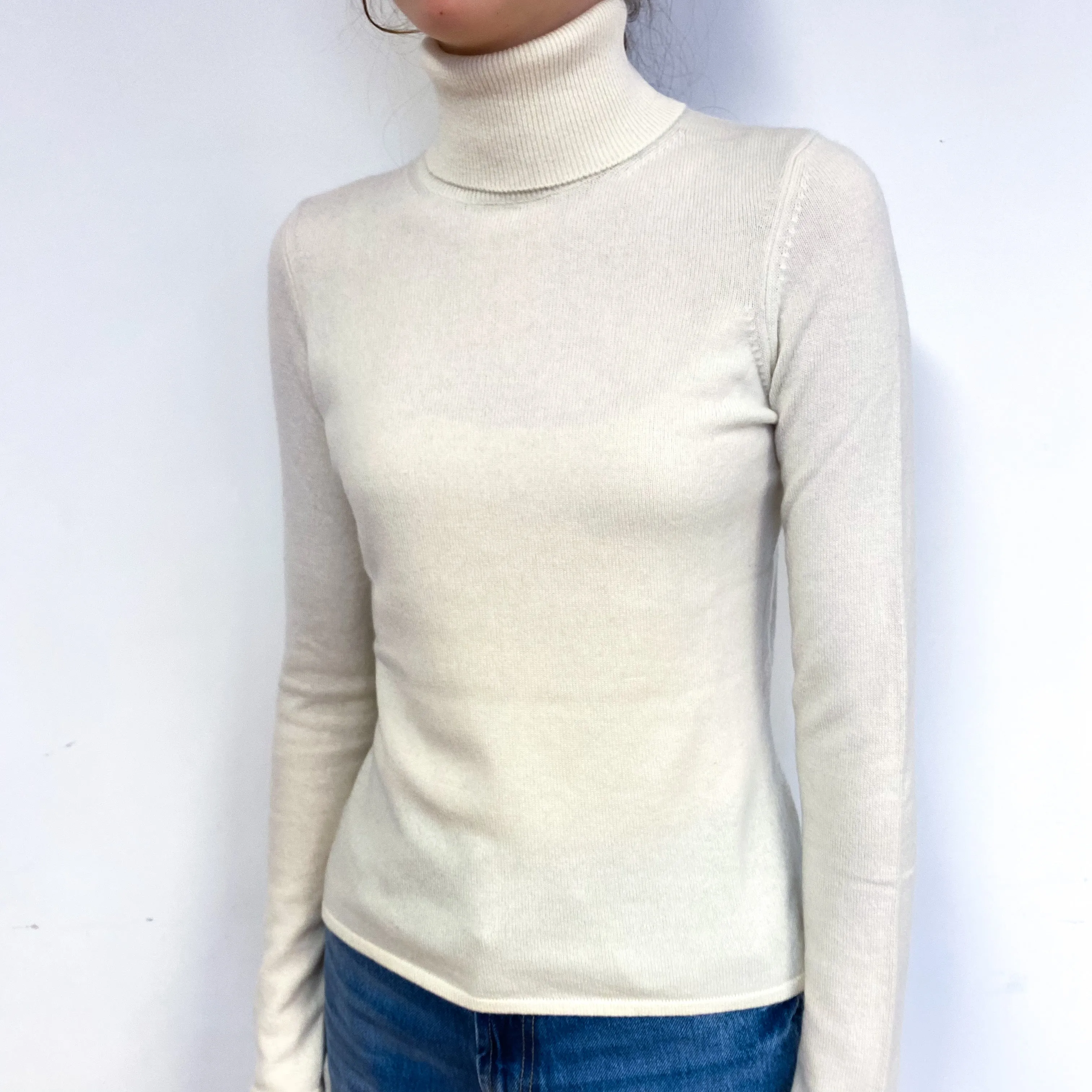 Cream Cashmere Polo Neck Jumper Extra Small