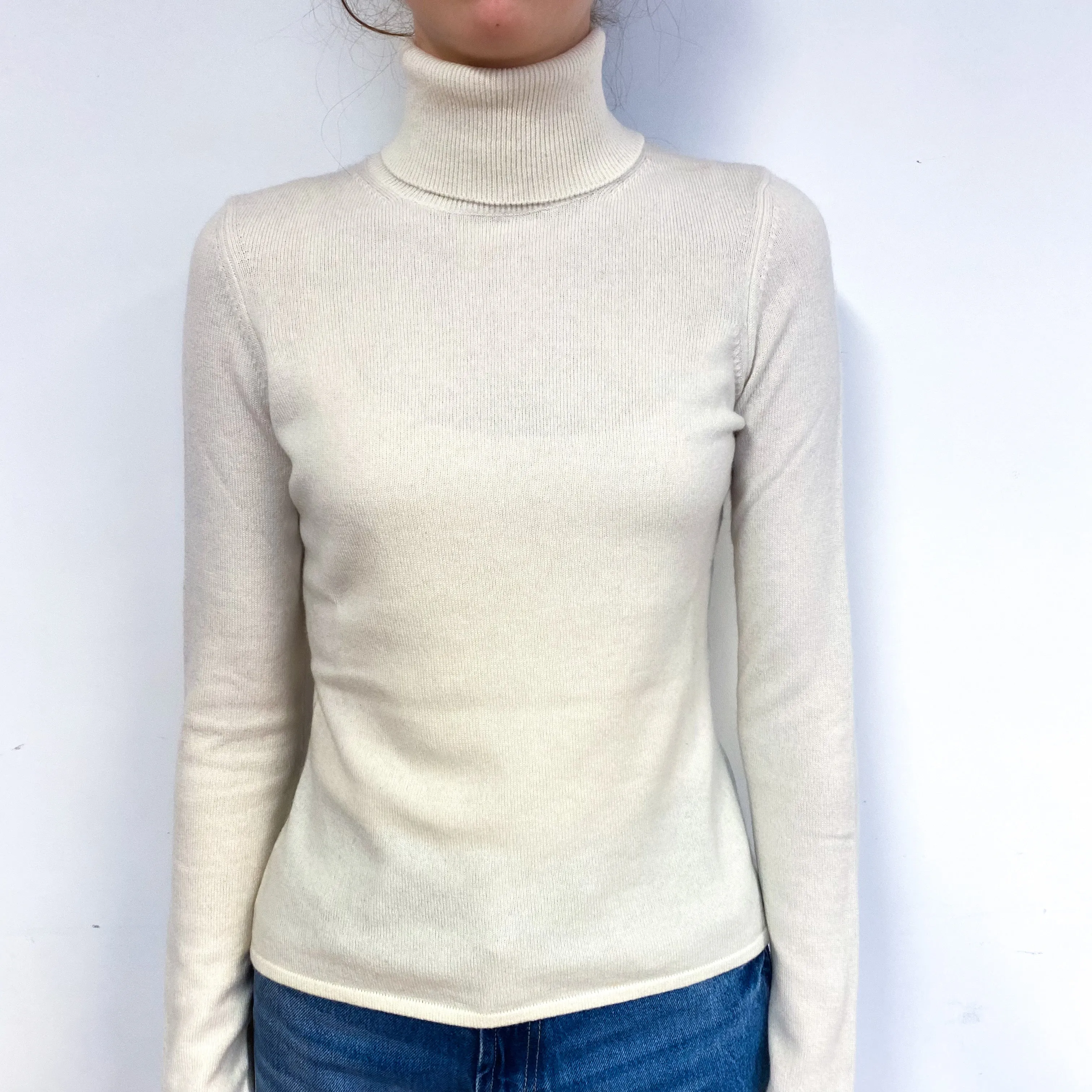 Cream Cashmere Polo Neck Jumper Extra Small