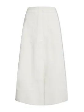 Cream Safia techni linen midi skirt