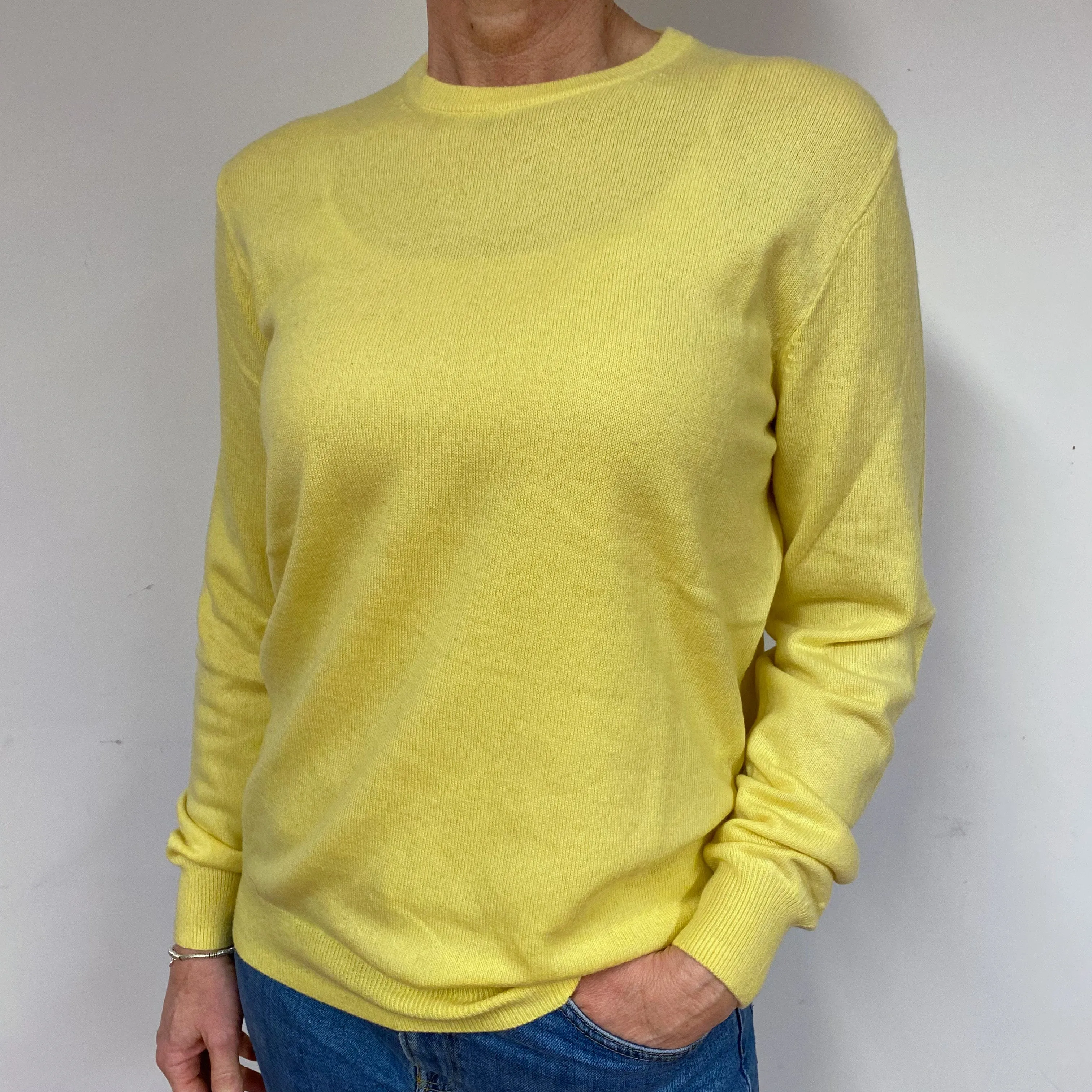 Daffodil Yellow Cashmere Crew Neck Jumper Medium