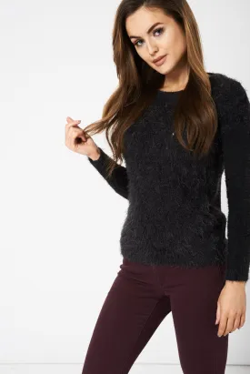 Dark Grey Fluffy Jumper Ex-Branded