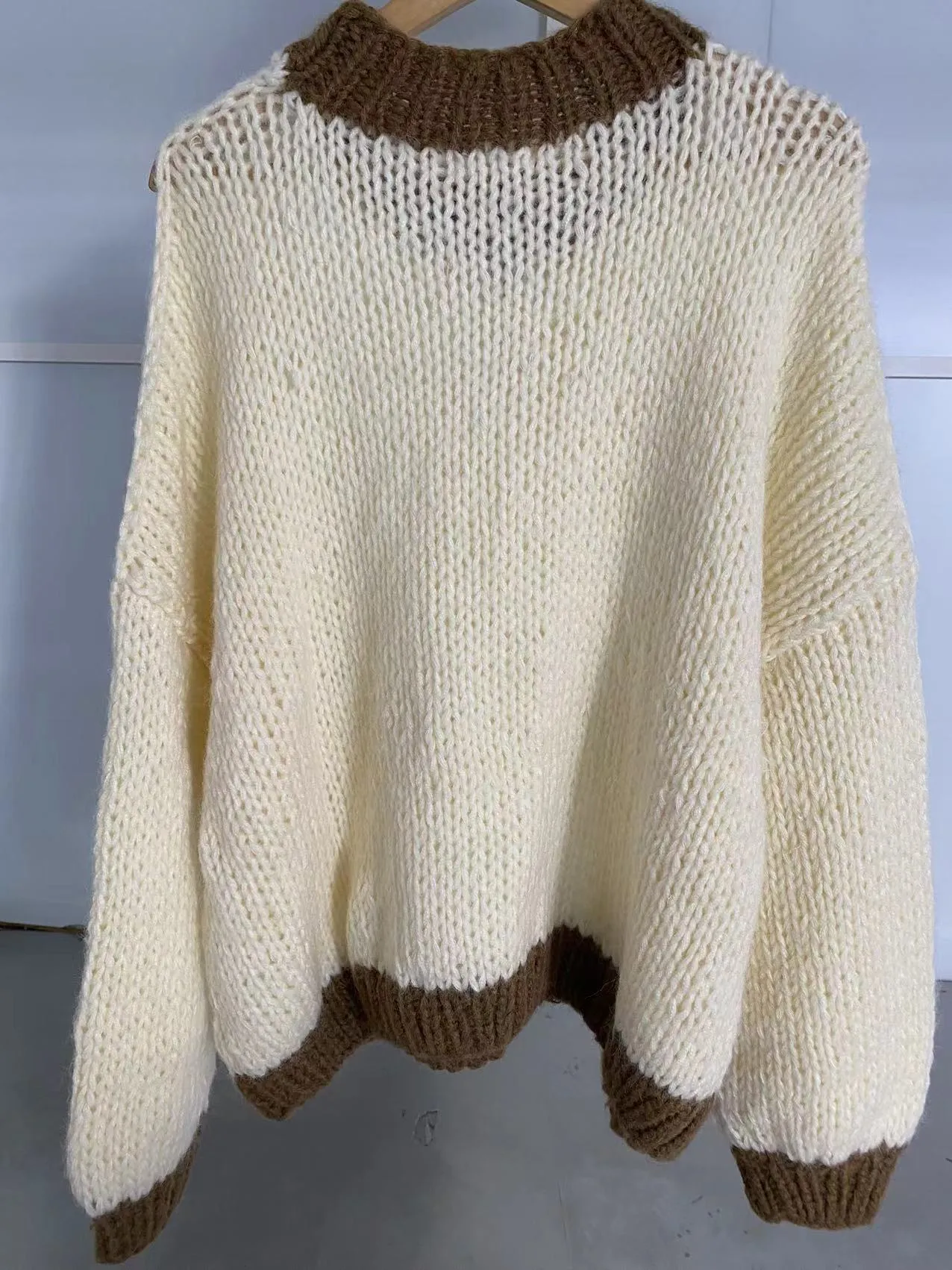 DESIREE OVERSIZE MERINO WOOL JUMPER - CREAM/COFFEE