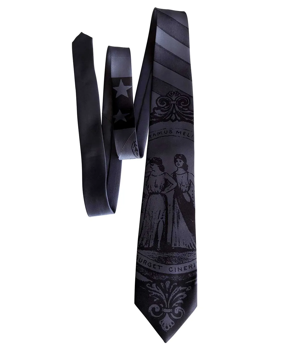 Detroit City Flag Necktie, 1940s Detroit Flag Printed Tie