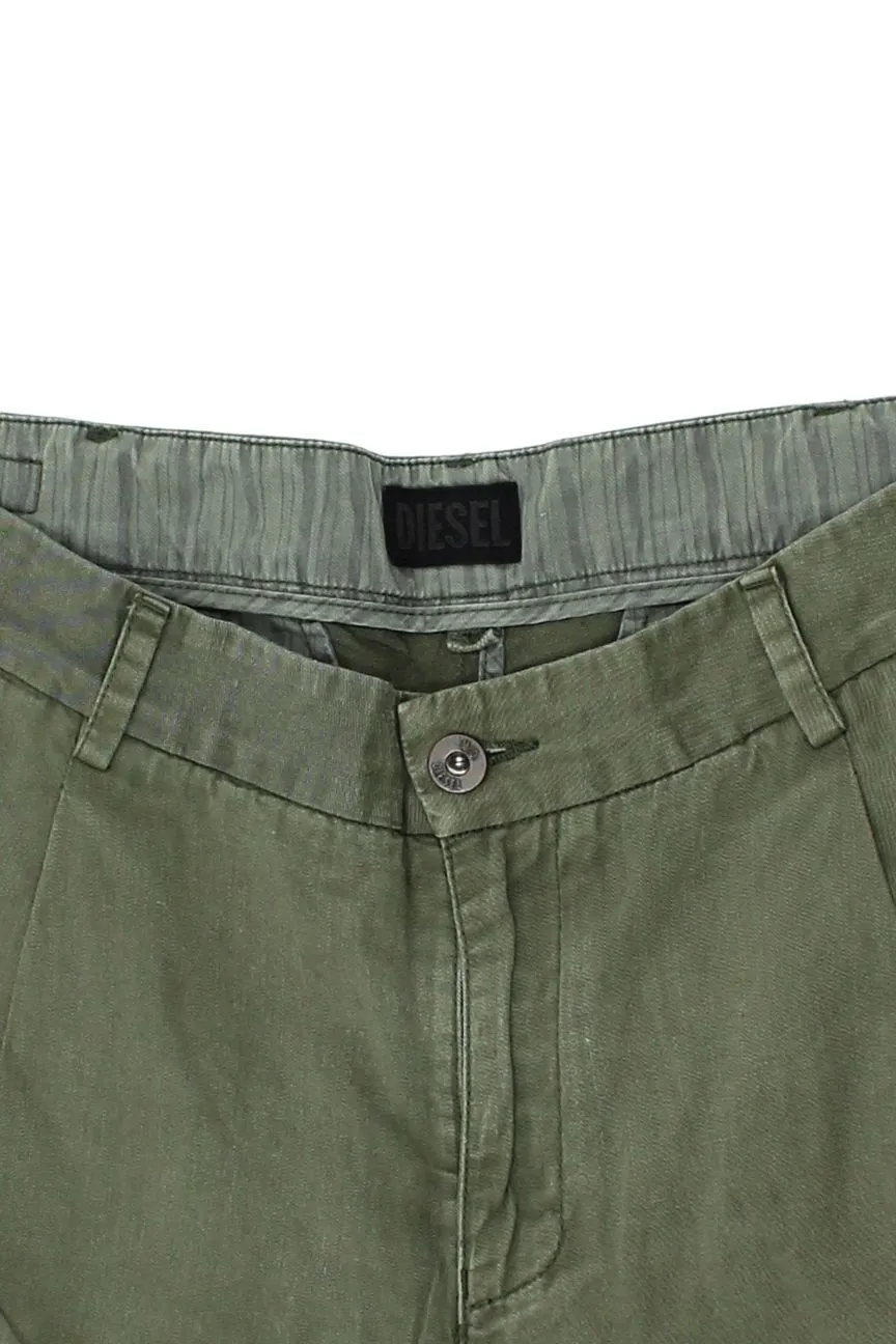 Diesel Women's Tapered Cargo Pants | Vintage High End Designer Green Trousers