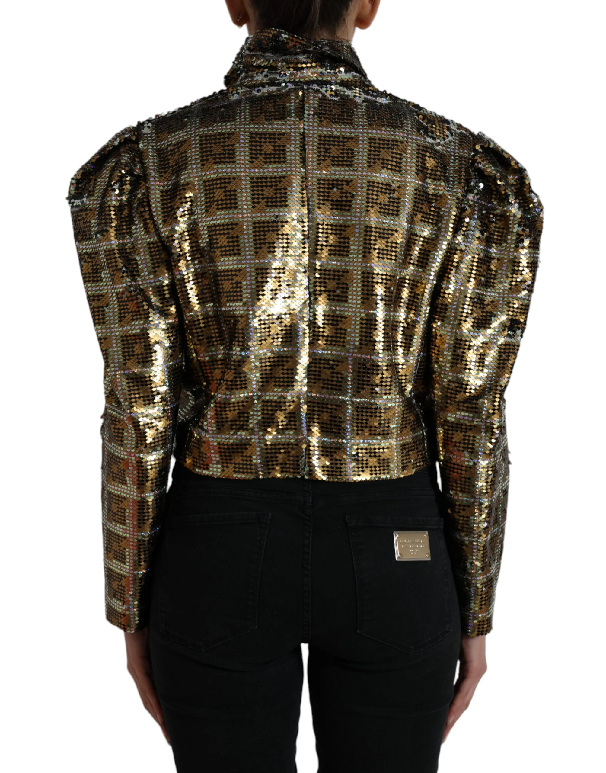 Dolce & Gabbana Multicolor Polyester Sequined Cropped Jacket