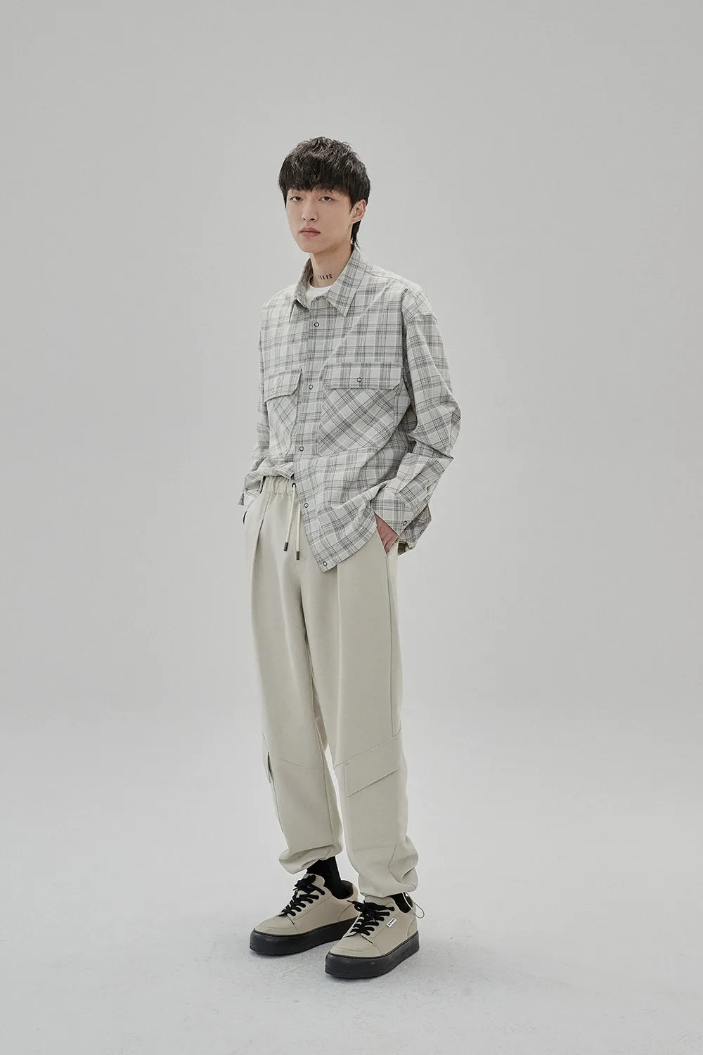 Draping Drawstring Cargo Casual Pants