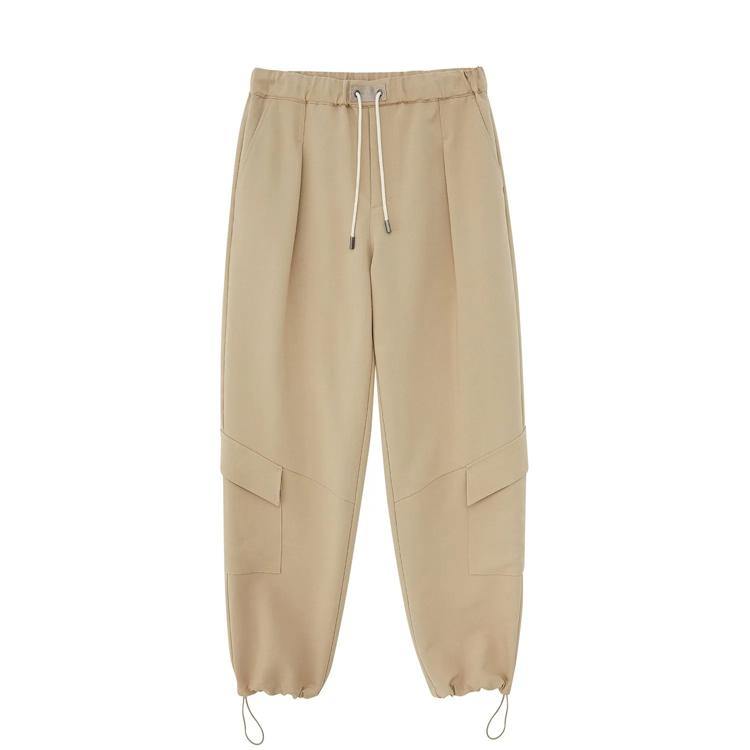 Draping Drawstring Cargo Casual Pants