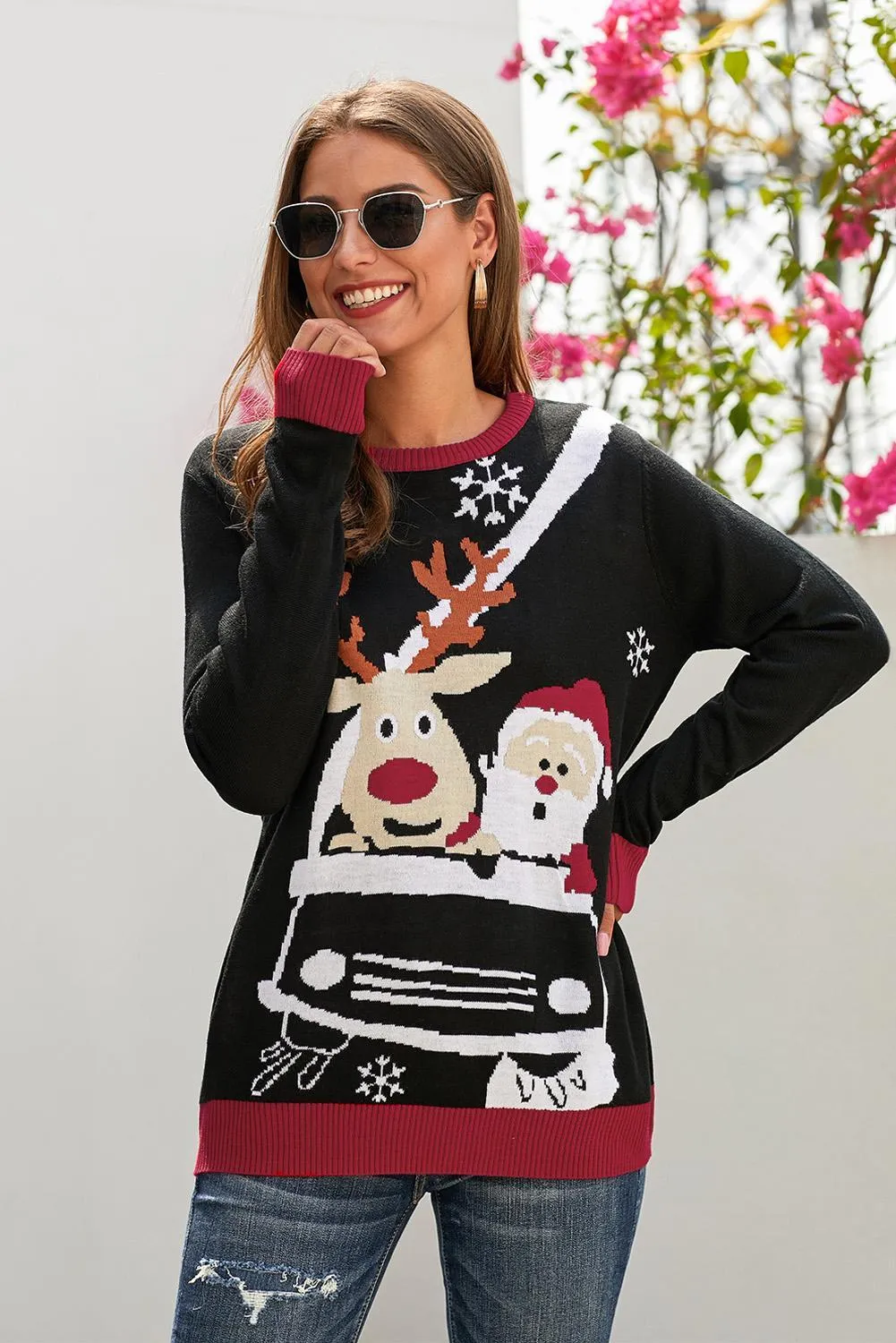 Driving Santa Warm Knitted Christmas Jumper