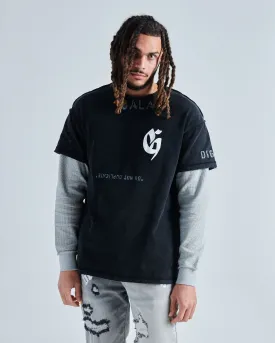 EGO MUST DIE THERMAL L/S TEE (BLACK/GREY)