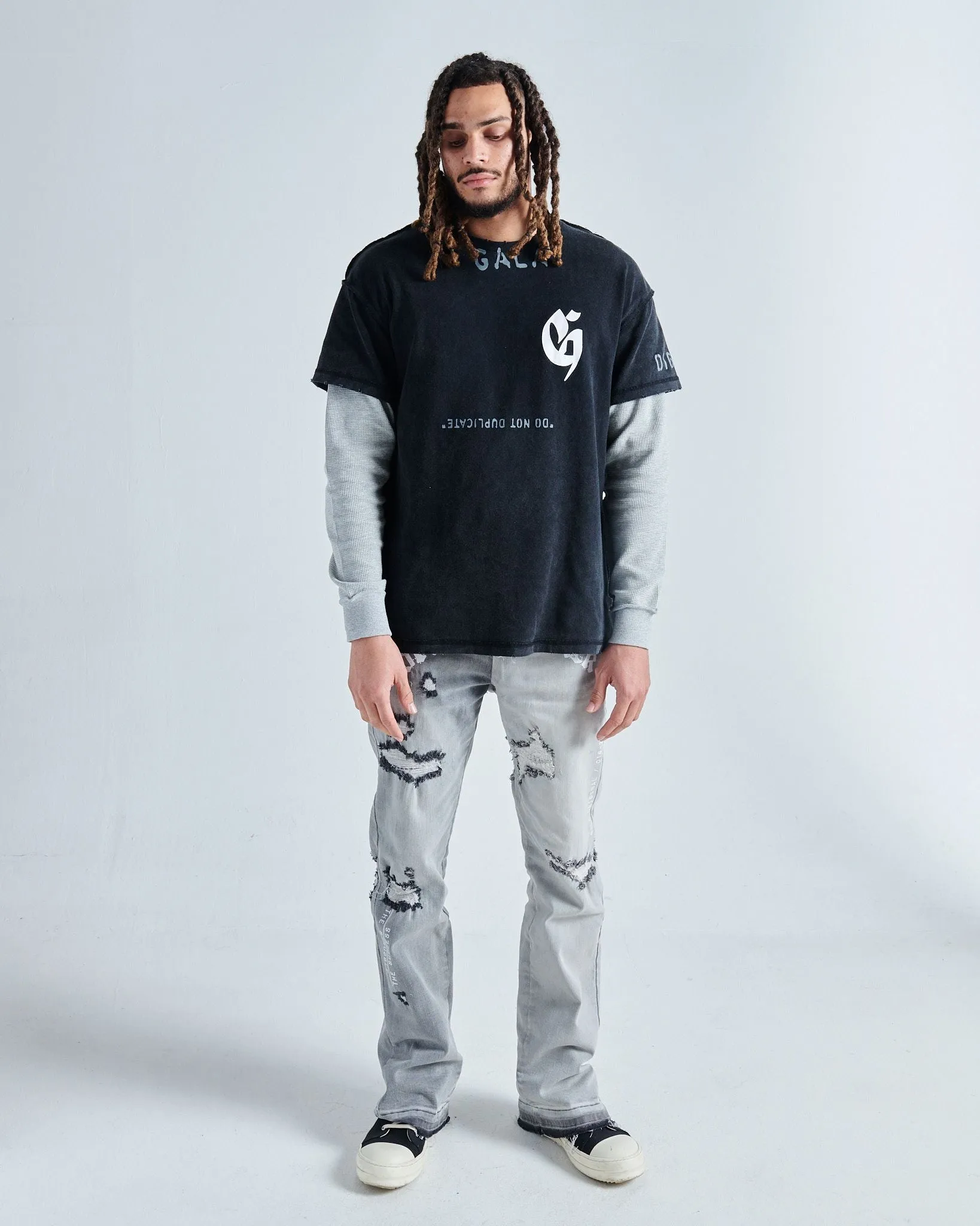 EGO MUST DIE THERMAL L/S TEE (BLACK/GREY)