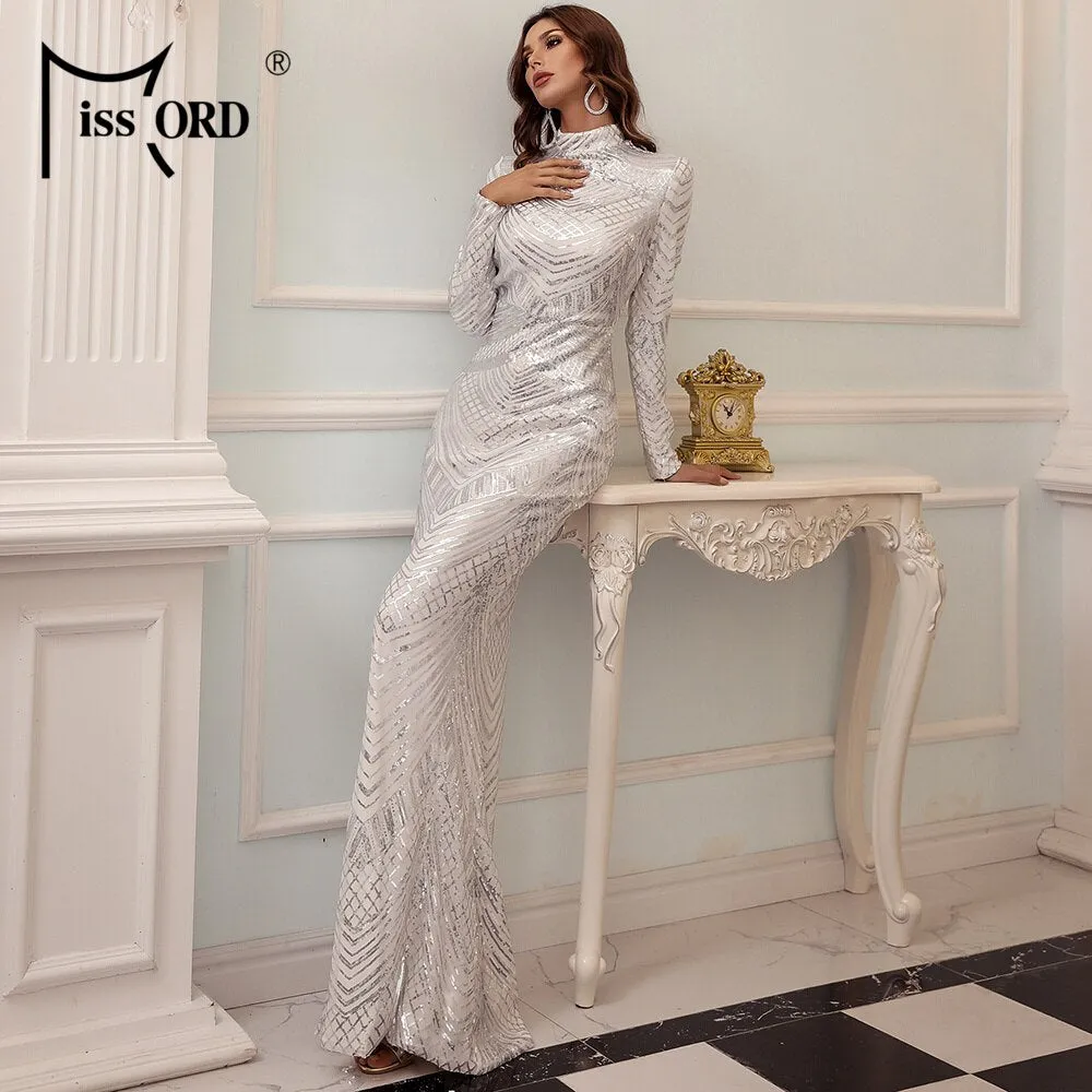 Elegant Reflective Evening Gown for Women