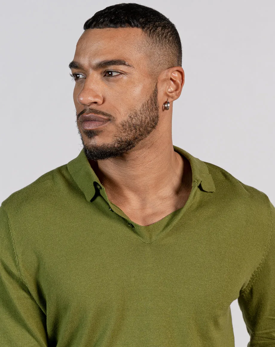 ESSENTIAL HALF BUTTONED KNITTED JUMPER - SULPHUR GREEN