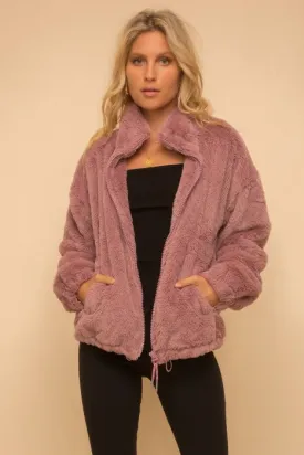 Faux Fur Oversize Jacket with Swarovski Crystal