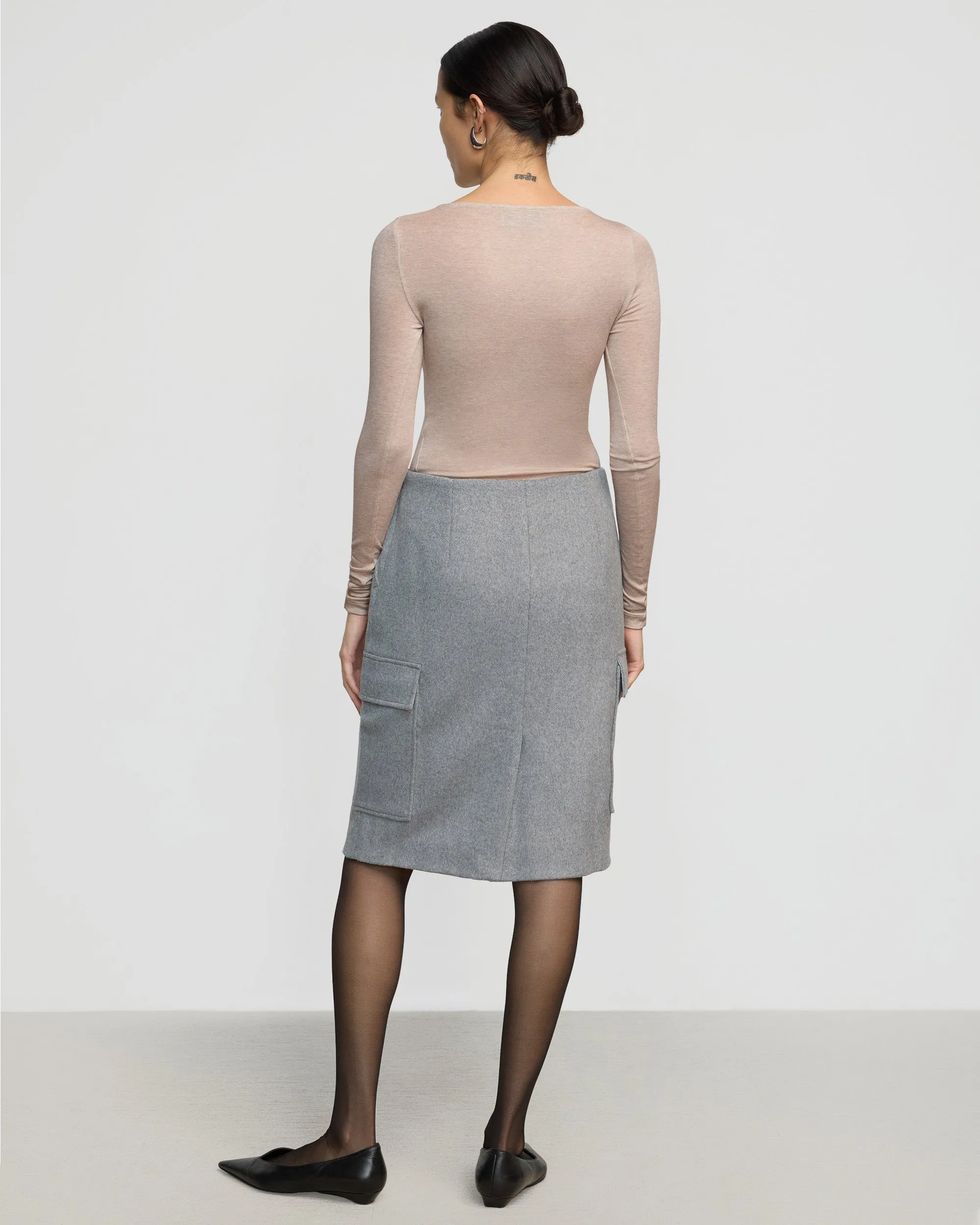 Felicia Wool Utility Midi Skirt