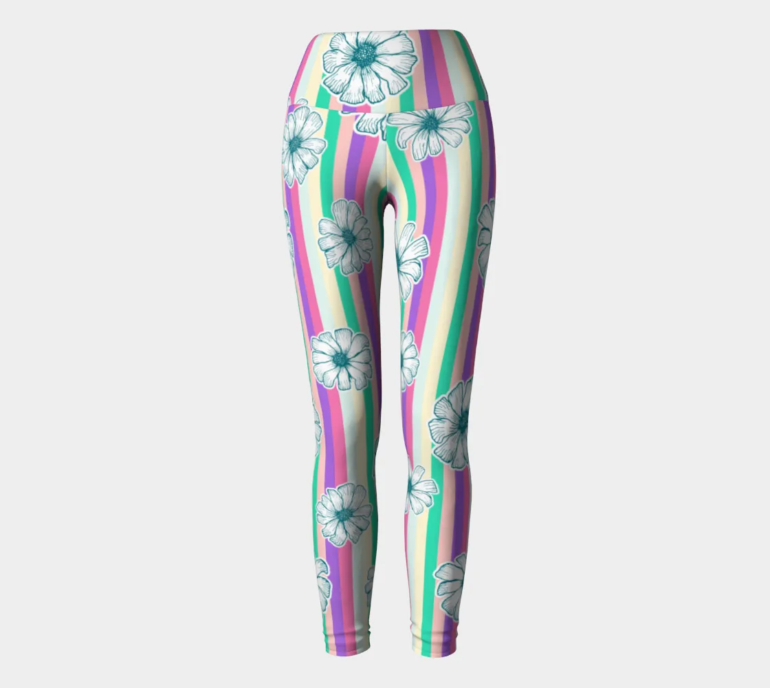 Floral Striped Yoga Leggings