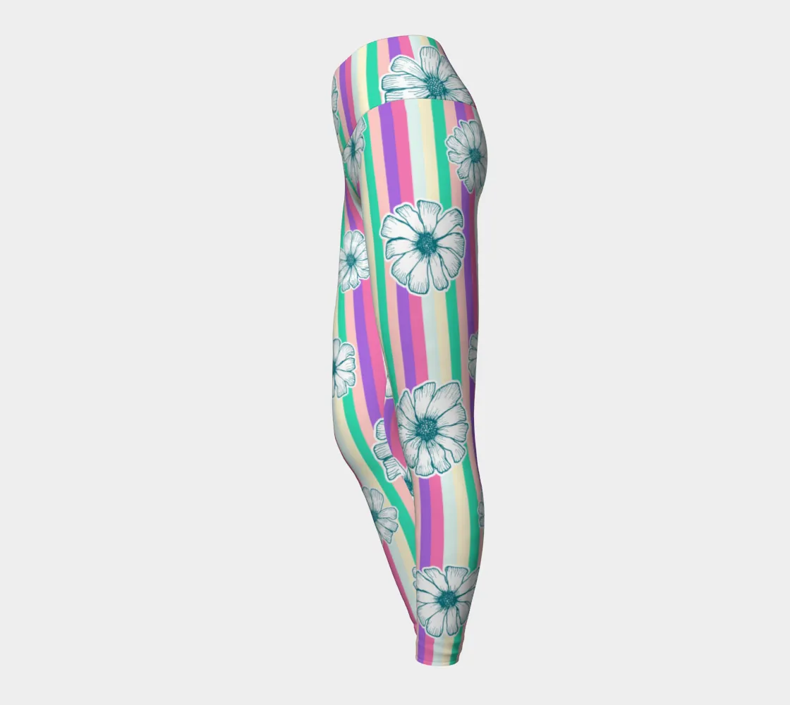 Floral Striped Yoga Leggings