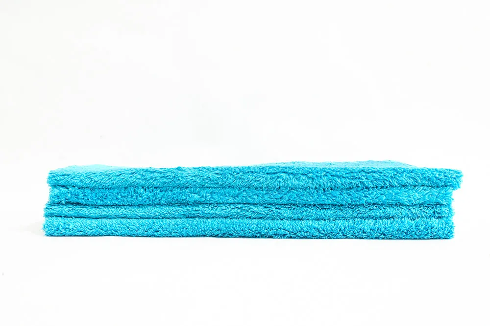 Fluffy Ultra Soft Edgeless Microfiber Towel 480 GSM 16 x 16 inches 4 pack Blue