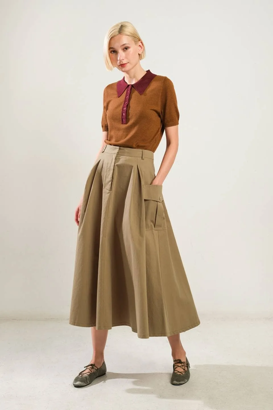 Full Midi Skirt with Pockets