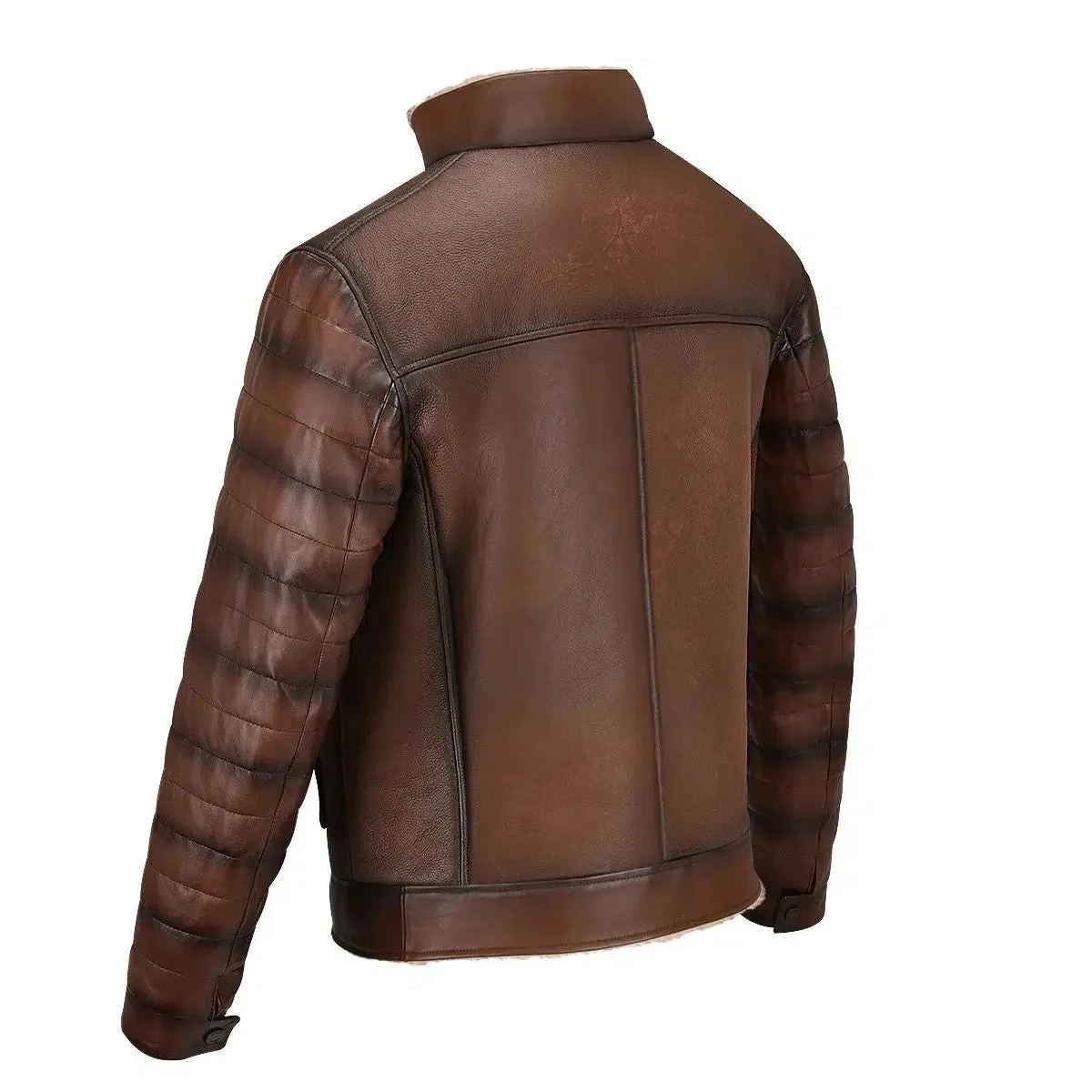 H309BOC - Cuadra brown casual fashion sheepskin leather shearling jacket for men