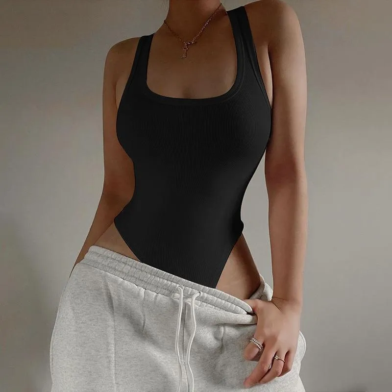 Halter Neck Short Sport White Bodysuit for Casual Yoga