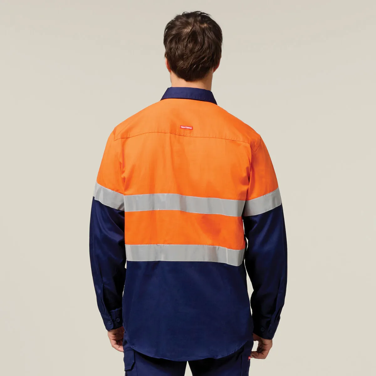 Hard Yakka Core Hi-Vis Long Sleeve Heavyweight Closed Front Taped Shirt Y04615