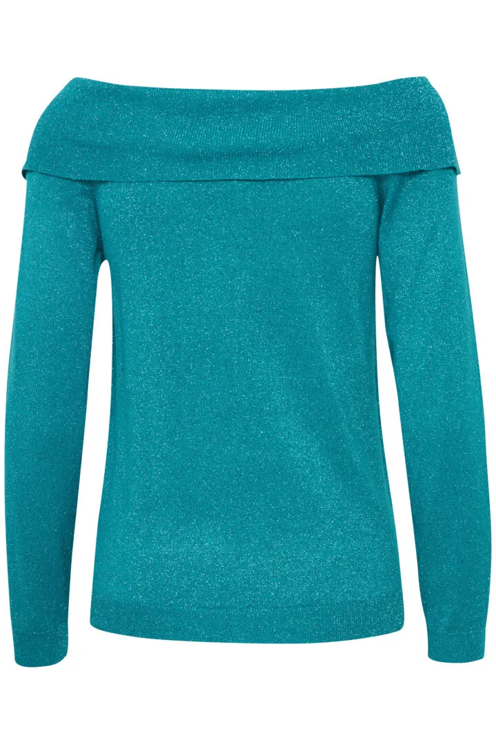 Ichi Mopaz Lurex Jumper-Harbour Blue-20122186