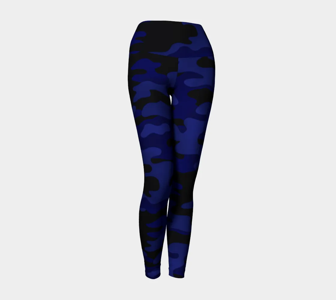 Ink Blue Camouflage Yoga Leggings