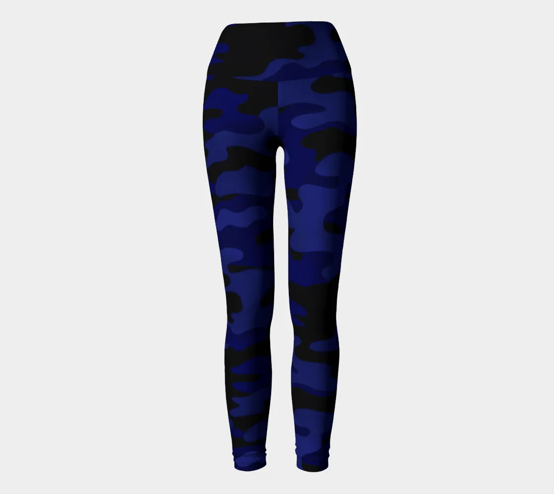 Ink Blue Camouflage Yoga Leggings